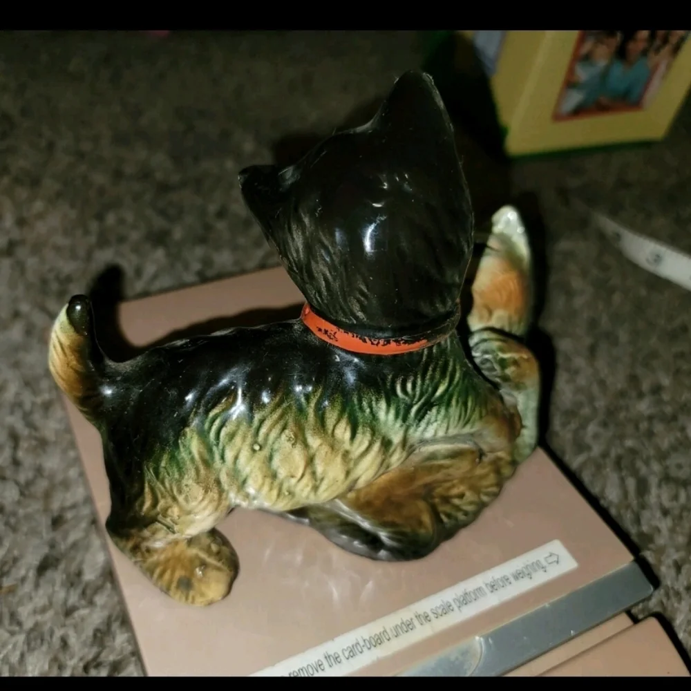 Vintage Mojalica Ceramic Cat Figurine with Red Collar Kittens Playing